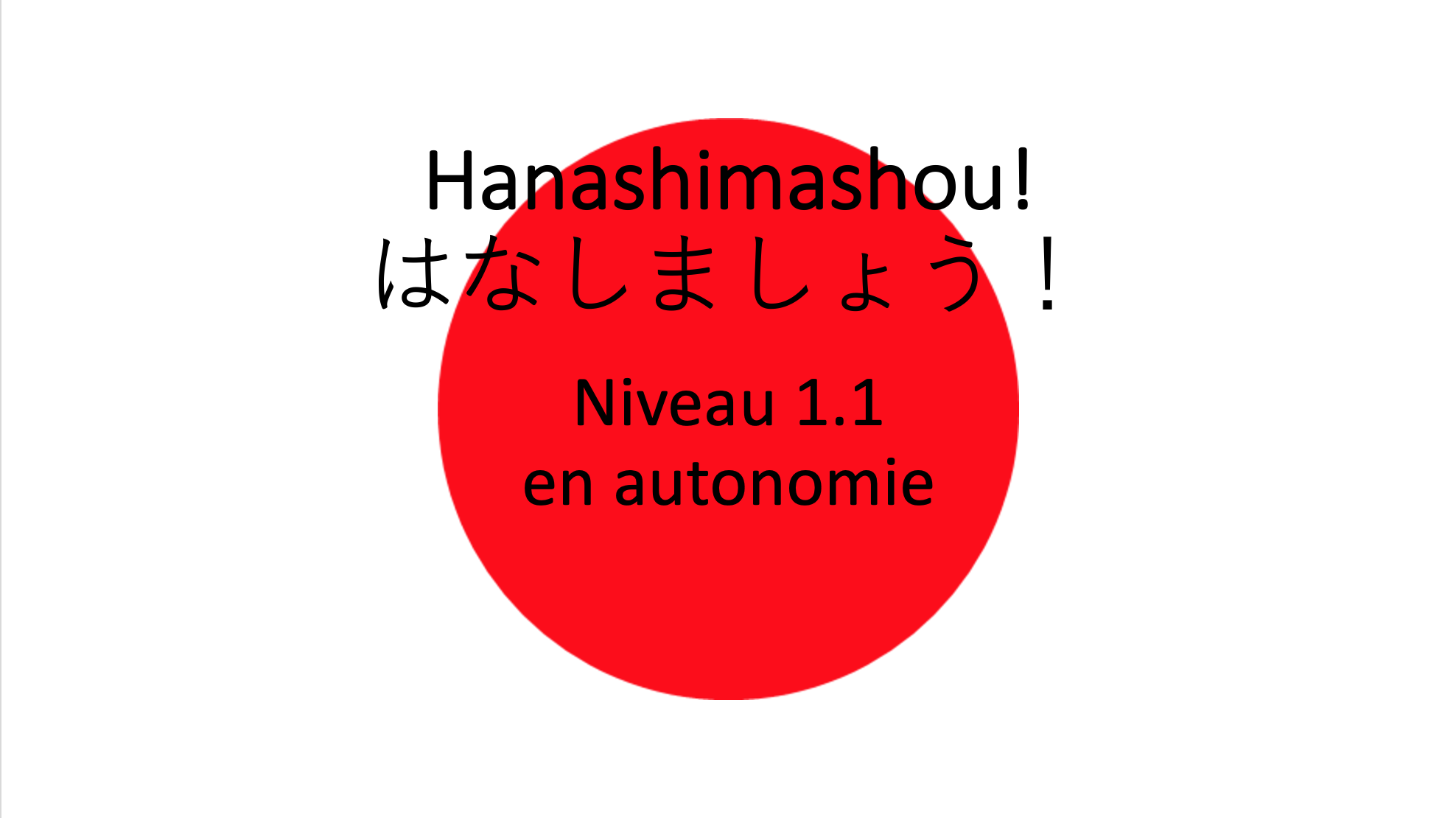 Hanashimashou Niveau 1.1. en autonomie